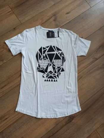 Tee shirt blanc tête de mort homme manches courtes L