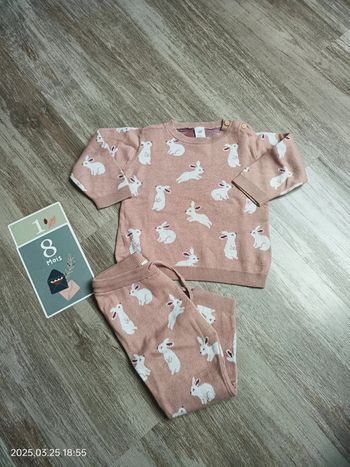 Ensemble 2 pièces en maille jacquard, motif lapin