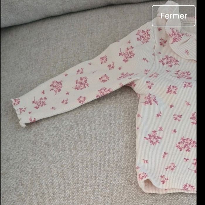 T-shirt côtelé fleurie 3 mois - photo numéro 4