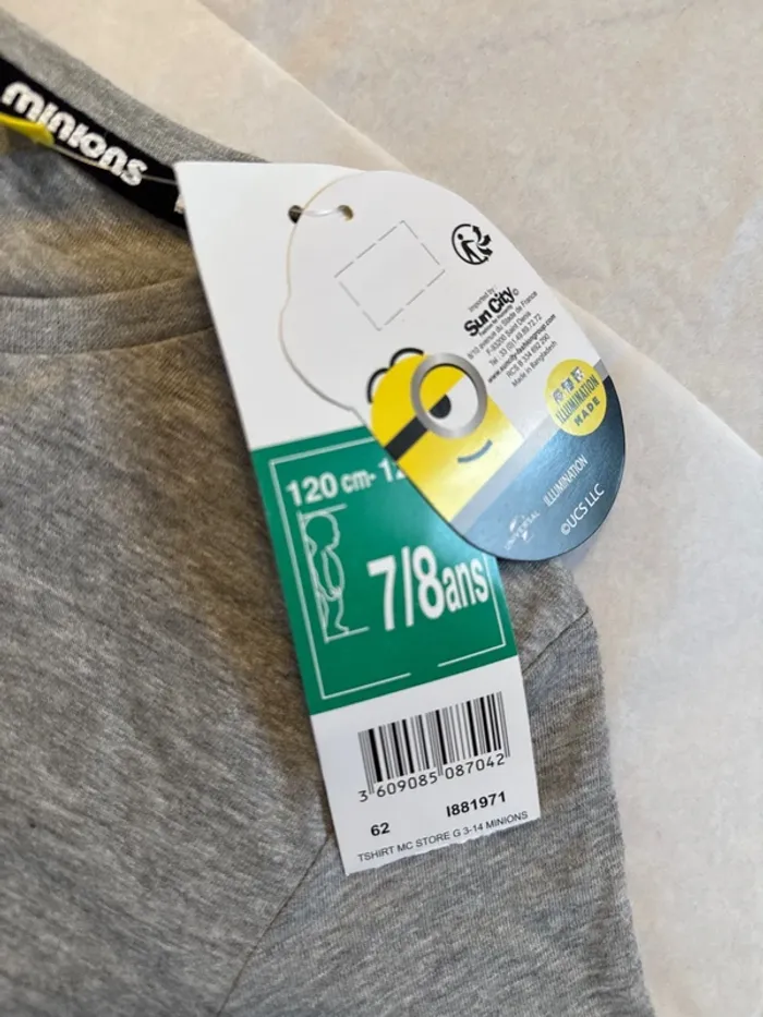T-shirt Minions pour garçon taille 7/8 ans neuf avec étiquette - photo numéro 5