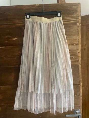 Jupe tulle pailletée beige et rose
