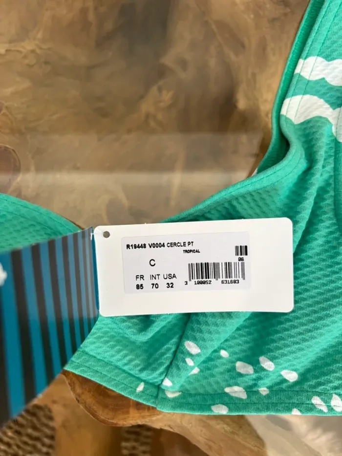 Haut de maillot de bain Maison Lejaby vert blanc 85C - photo numéro 4