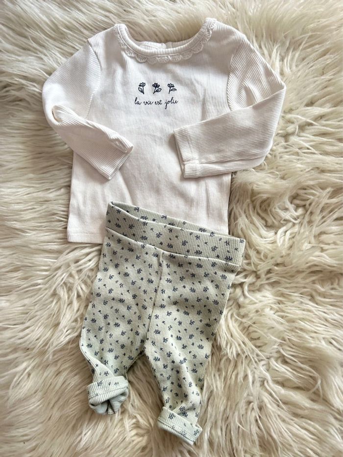 Fille 👧🏻 Ensemble 3 pièces (gilet,tshirt ml, legging) kiabi taille 1 mois - photo numéro 4