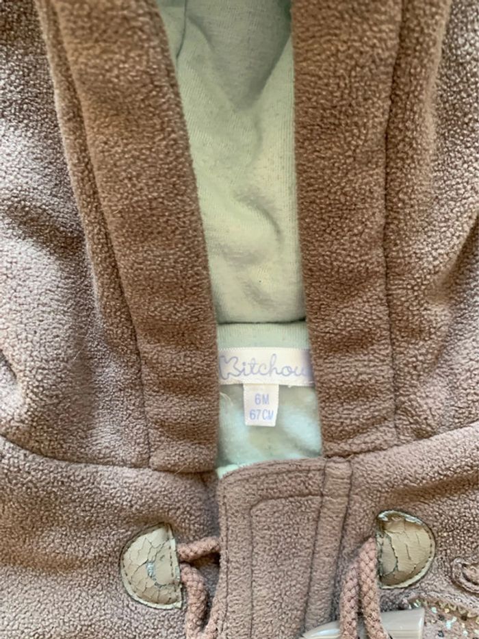 Gilet polaire marron garçon taille 6 mois - photo numéro 2