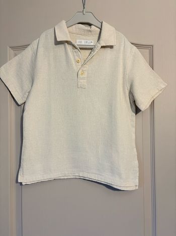 Chemisette habillée Zara garçon – 6/7 ans – 120 cm – Beige – TBE