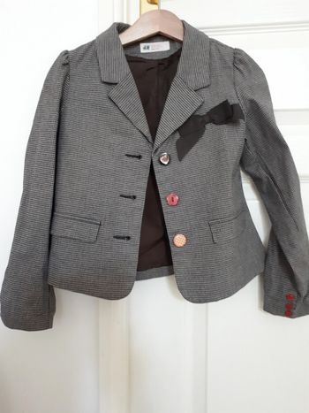 Veste très chic style vintage marron écru H&M 6-7 ans