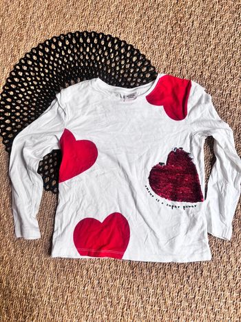 TEE shirt cœur paillette