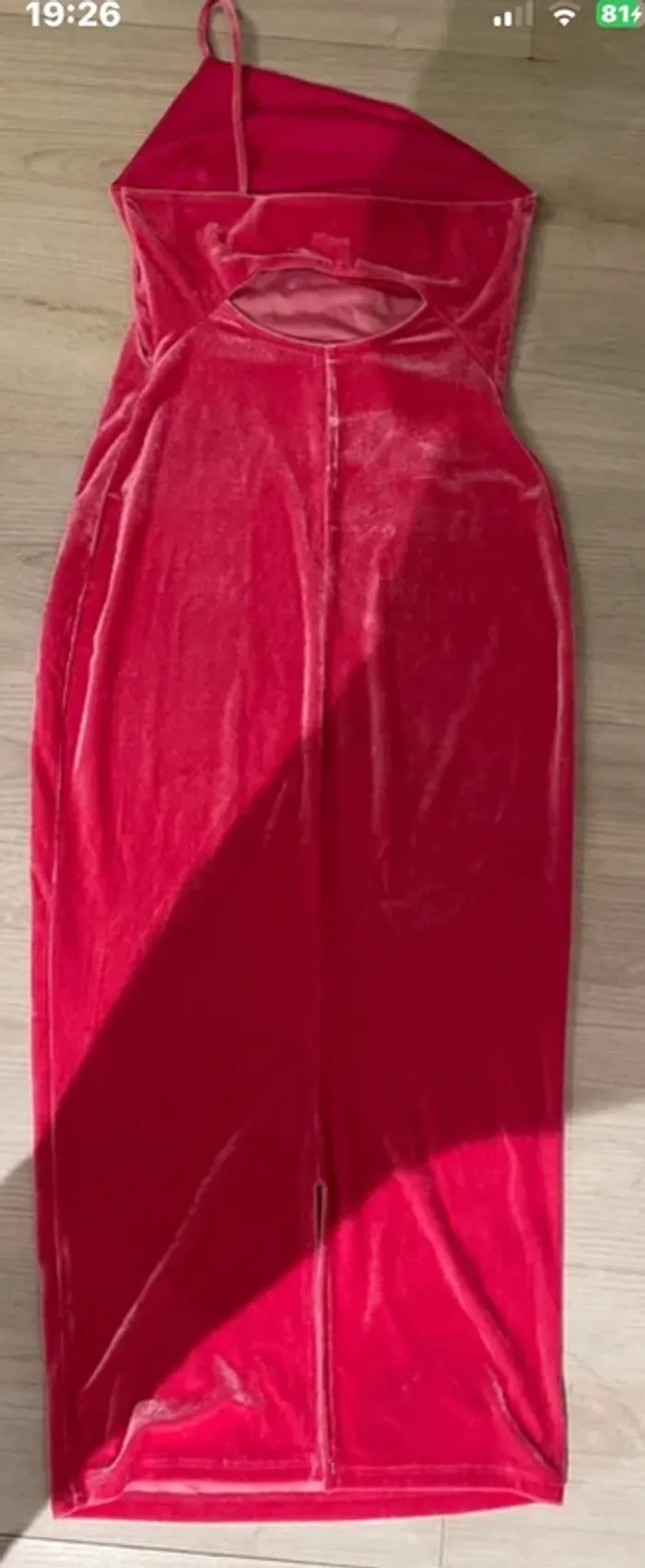 Robe longue rose en velours - Taille S - photo numéro 5
