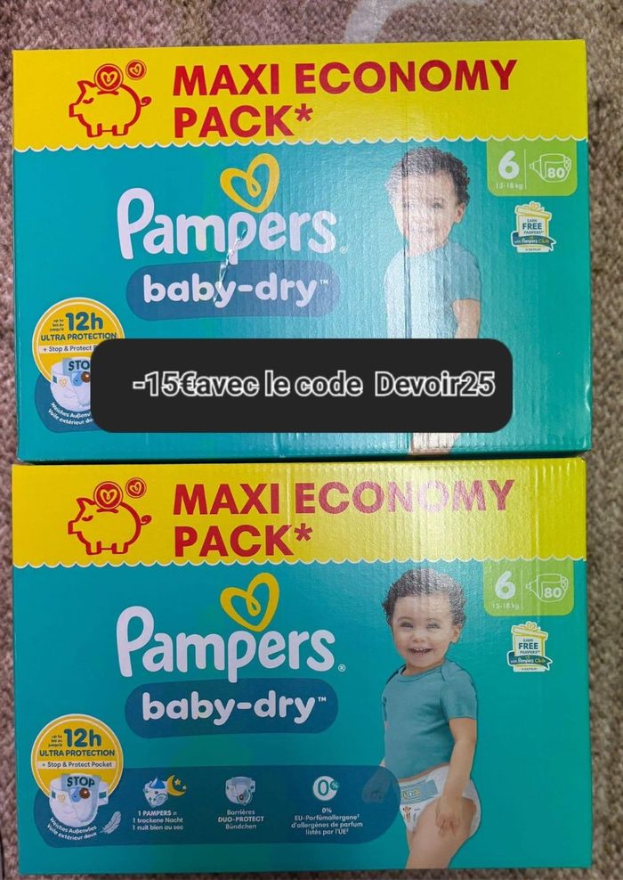 2 carton de couches de couches Pampers taille 6