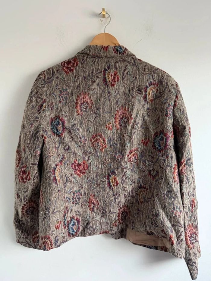 Blazer vintage fleurie en laine - photo numéro 2