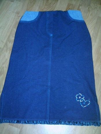 Jupe mi longue effet jean et turquoise strass 38/40 TBE