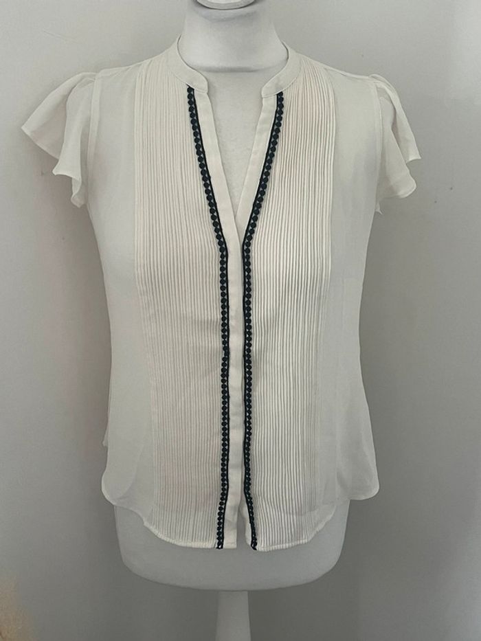 Blouse col en v écrue H&M S comme neuve