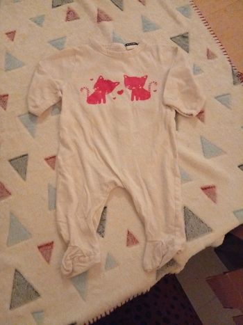 Pyjama fin blanc chat rose