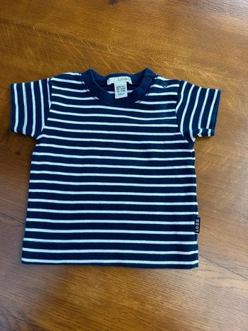 T-shirt marinière H&M bleu et blanc 4/6 mois