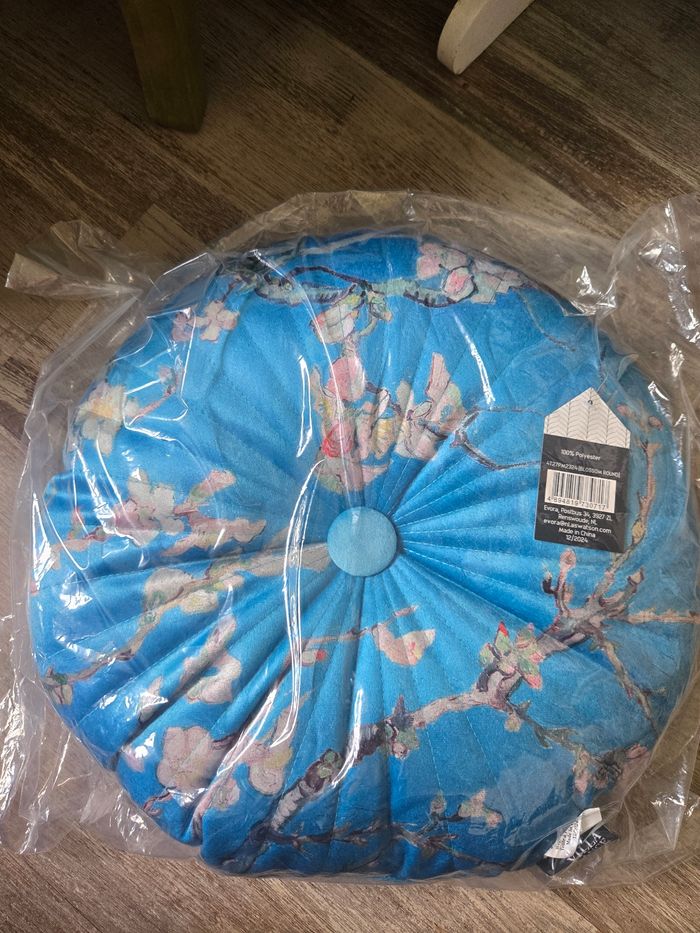 Coussin rond bleu neufs