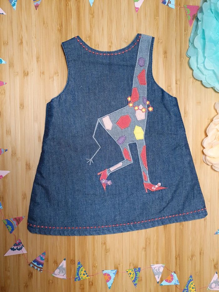 Robe en jean denim DPAM Du Pareil Au Même 6 mois 67 cm Brodé girafe 🦒 - photo numéro 7