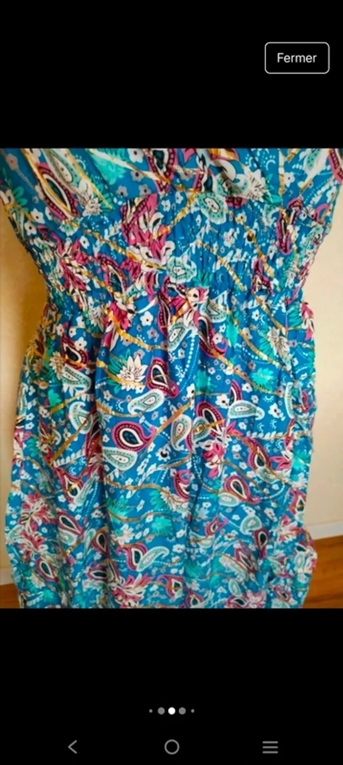 Sublime robe longue femme été avec dorures taille 36 38 S M - photo numéro 4