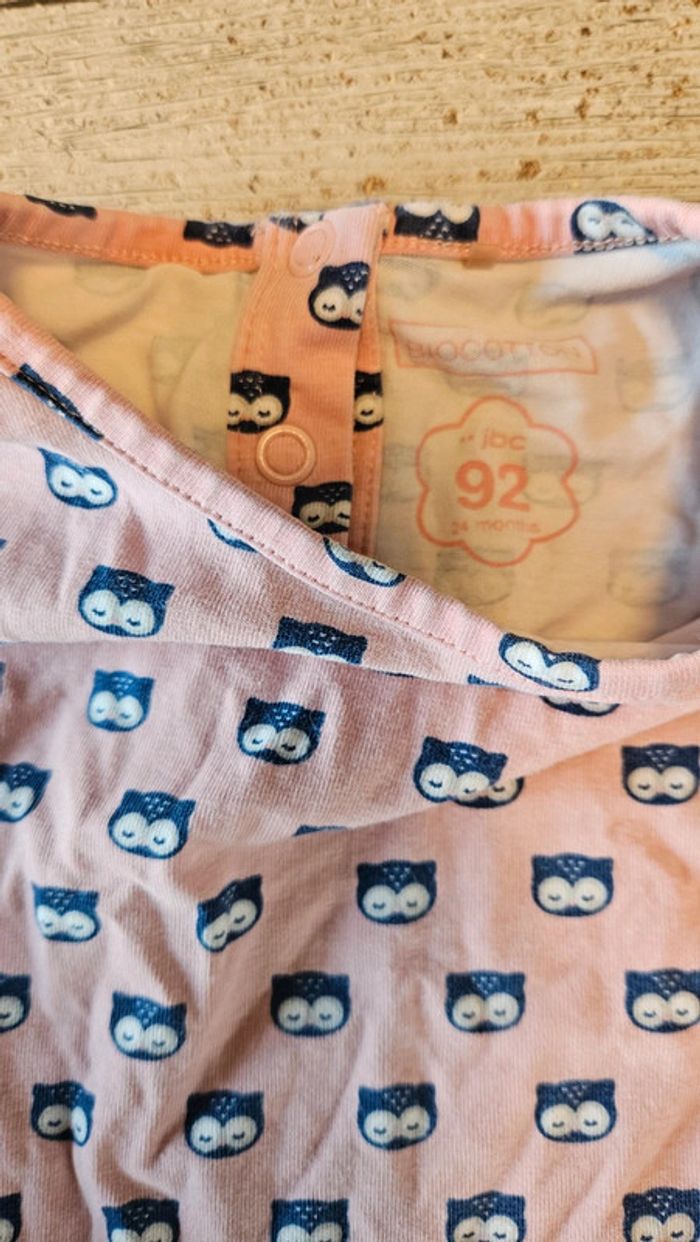 Robe courte à manches courtes rose avec hibou bleu, JBC, 92 - photo numéro 6