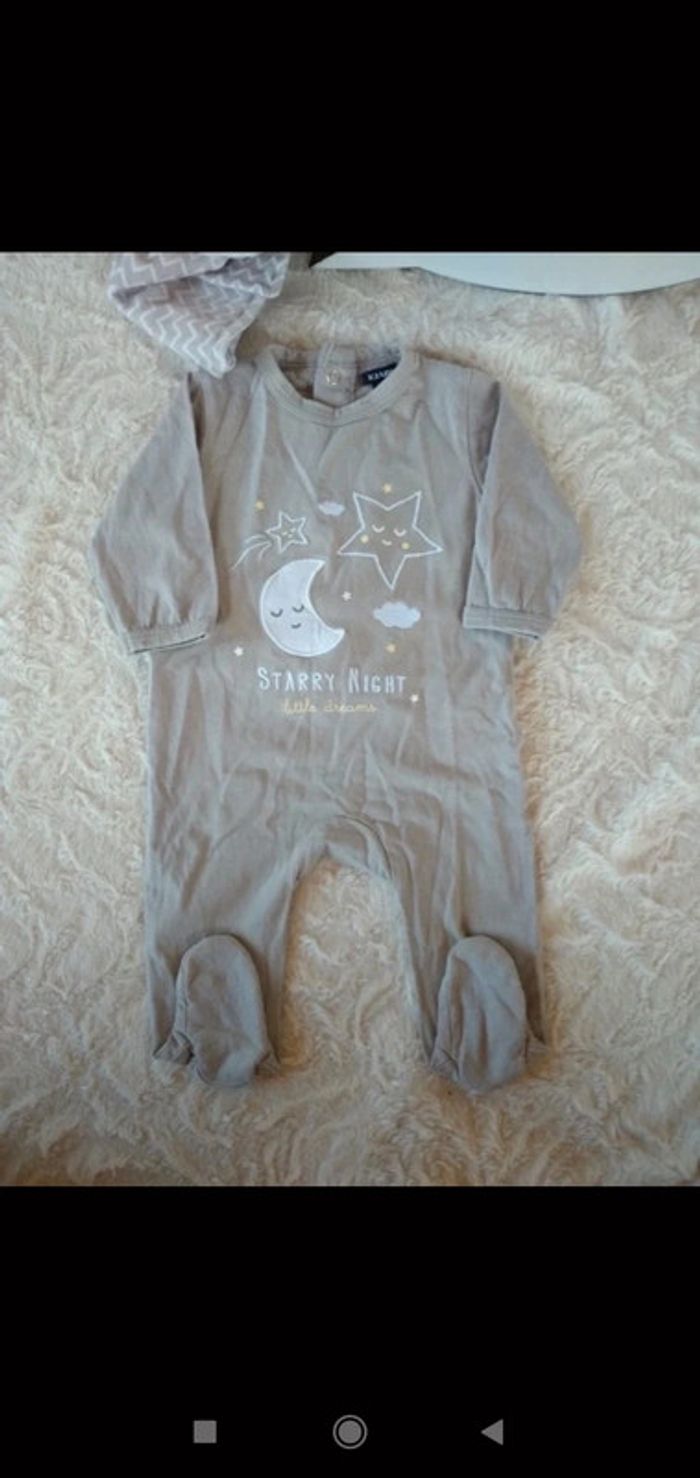 Pyjama grenouillère coton été léger Mixte 3 mois Starry night Étoile Lune Kiabi - photo numéro 2