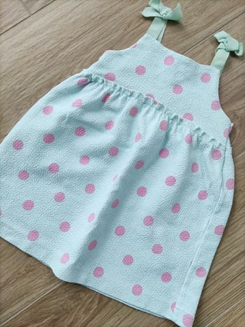 Robe bleu turquoise à pois rose Zara 98cm 