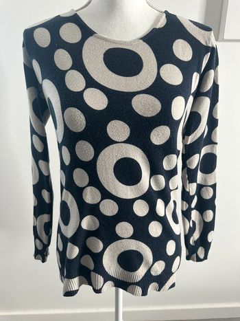 Pull psychédélique bleu marine et beige crème TS/M 36/38