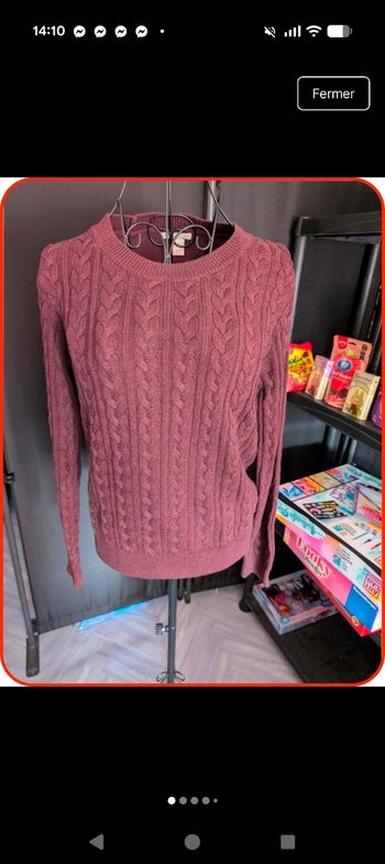 Pull en maille torsadée bordeaux H&M - Taille S en très bon état
