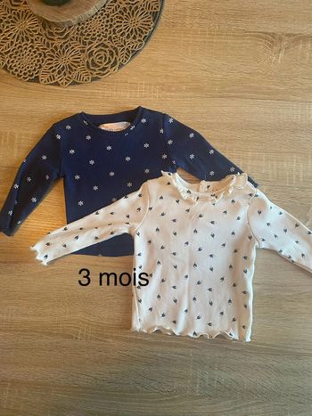 Lot de 2 t-shirt à manches longues - 3 mois