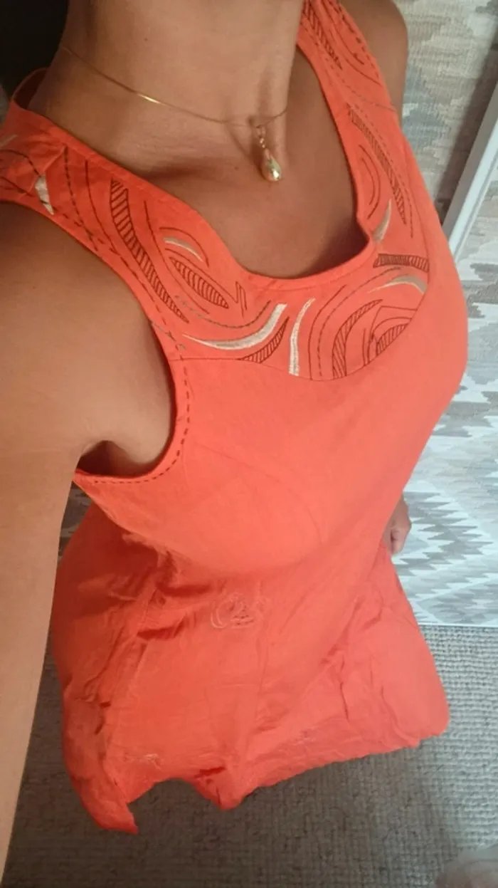 Robe Nitya orange 40 sans manches coton viscose - photo numéro 4
