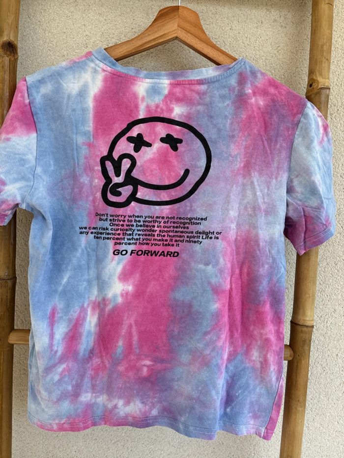 t-shirt tie and dye rose et bleu taille S - photo numéro 5