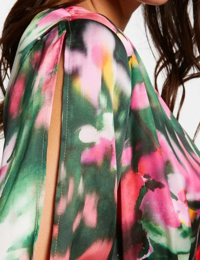 Robe longue vert multicolore, taille 36, Morgan - photo numéro 5