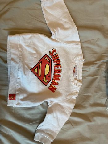 Pull Sweat superman blanc 6 mois