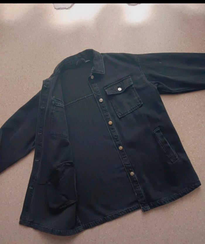 veste en jean noir H&M - photo numéro 3