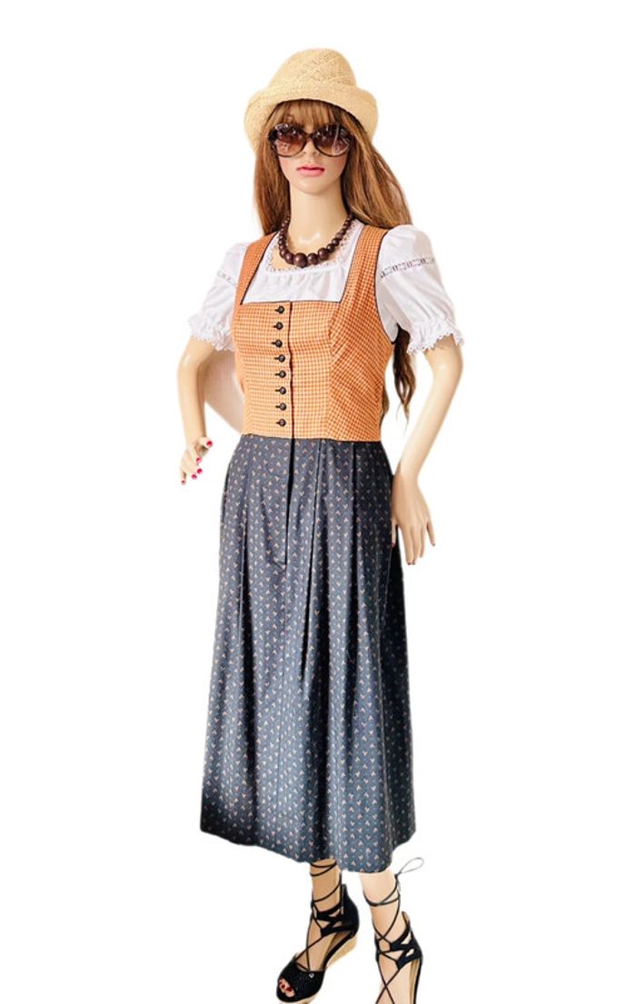 🍁🌿Robe Dirndl vintage artisanale Autrichienne 38/40 Cottagecore Oktoberfest Trachten Long Dress 🌿🍁 - photo numéro 14