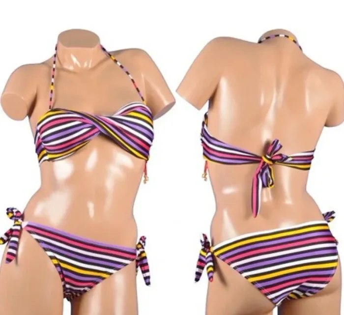 Maillot de bain femme bandeau multi color bretelles détachables taille L Neuf - photo numéro 3