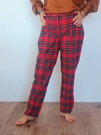 pantalon à carreaux coupe droite T42