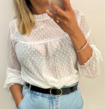 🤍 Blouse blanche plumetis romantique – Armonias Taille M