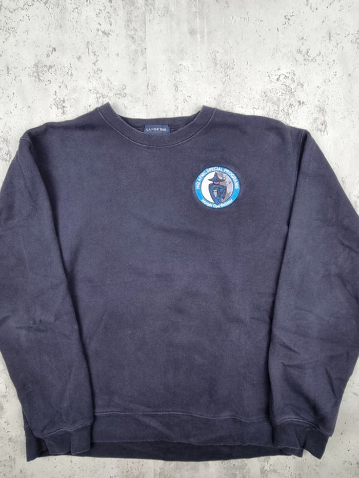 Sweat bleu marine Lands' End avec patch brodé  – Taille L Homme (mesures en photos) - photo numéro 3