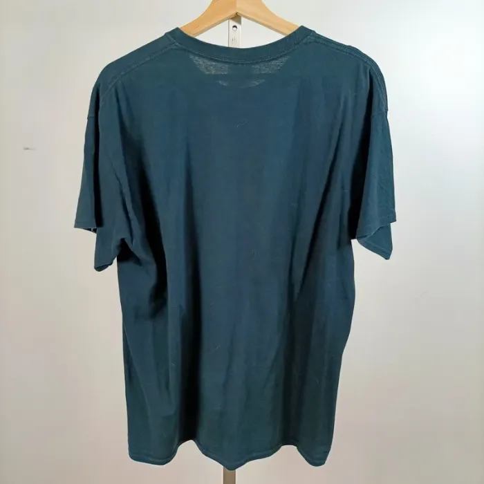 T-shirt oversize Gildan heavy cotton bleu imprimé skull serpent style rock taille L A1501 - photo numéro 6