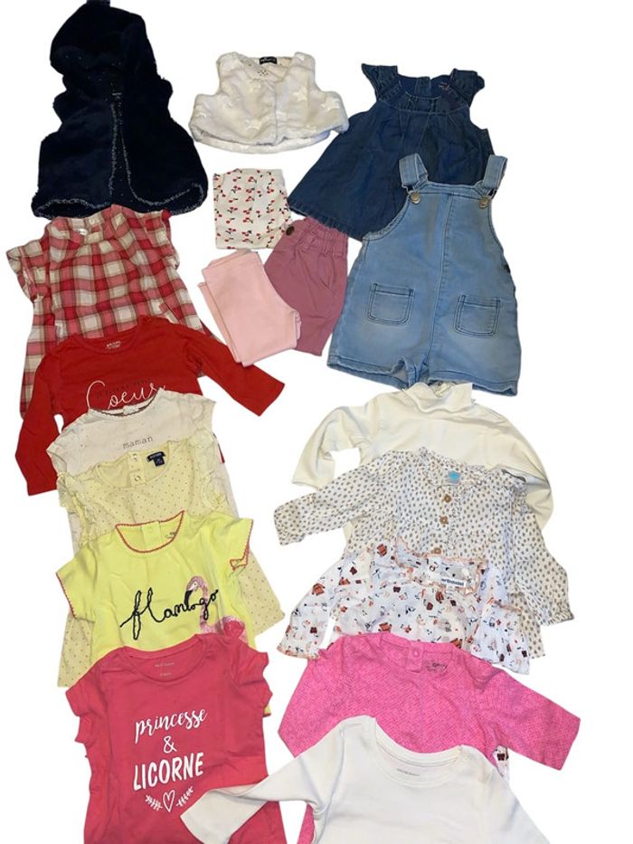 Lot vêtements vingtaine de pièces fille 9 mois - photo numéro 2