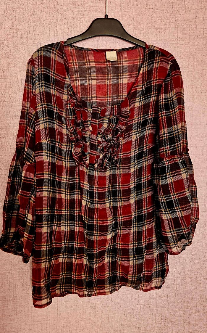 Blouse tartan jabot