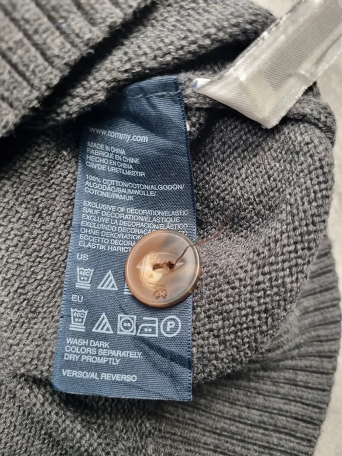 Pull col châle gris Tommy Hilfiger – Taille XL Homme (mesures en photos) - photo numéro 7