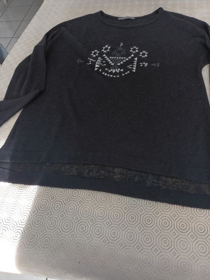 Pull léger T 38/40 Ligne à suivre noir - photo numéro 6