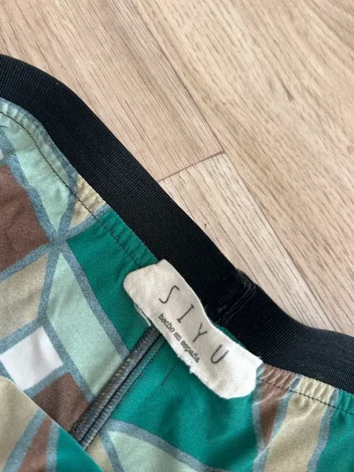Siyu pantalon, fluide, moulant été vert, imprimée femme, taille 34 - photo numéro 4