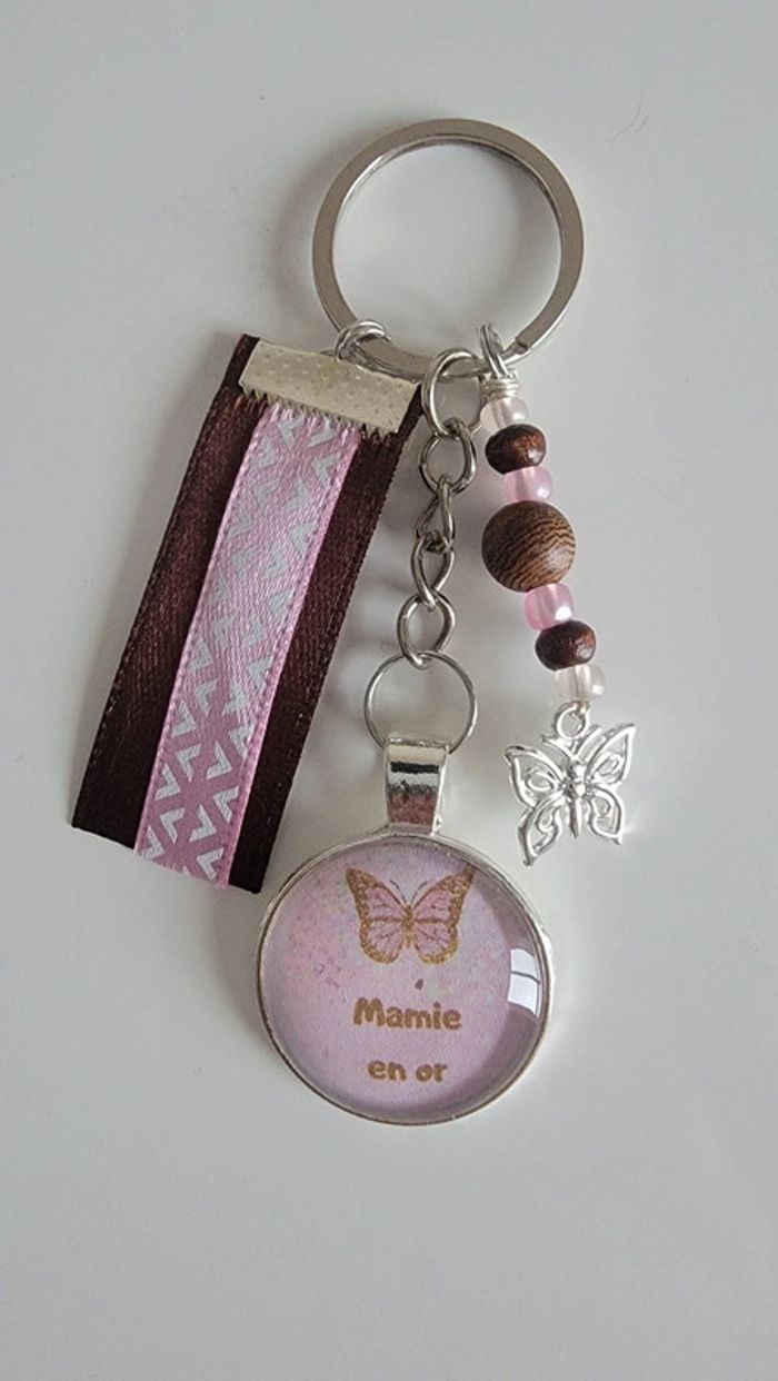 Cadeau mamie, porte clé message bijoux de sac "mamie en or"