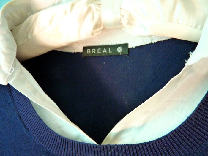 Pull chemise Breal Femme 36 S bleu effet superposé neuf - photo numéro 2