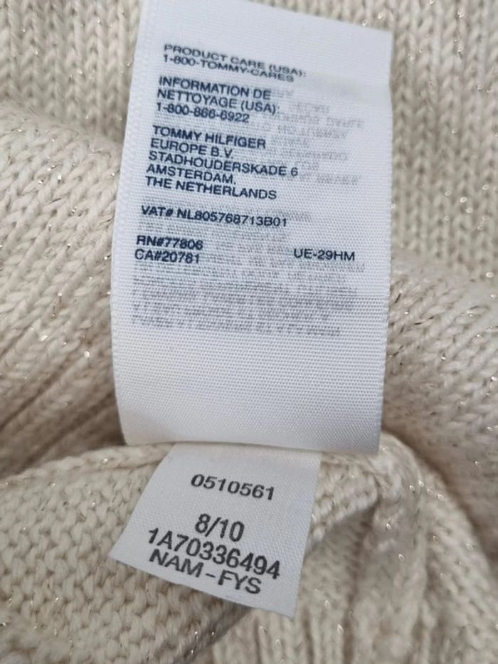 Pull torsadé Tommy Hilfiger écru – Taille M Femme (mesures en photos) - photo numéro 11