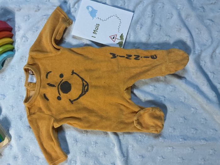pyjama grenouillère en velours orange disney winnie 1 mois - photo numéro 2