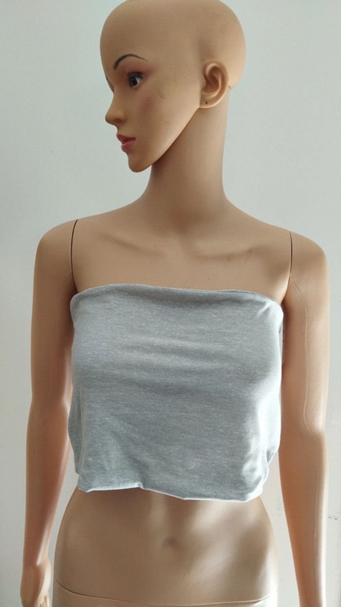 Top haut court bandeau gris taille xl femme - photo numéro 2