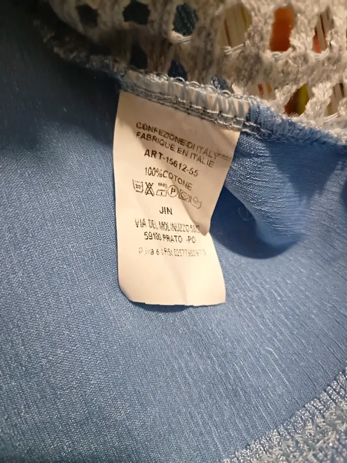 Gilet filet sans manches bleu clair - photo numéro 5