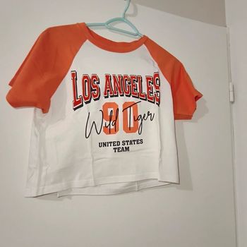 Crop Top Orange et Blanc – Los Angeles – Kiabi – Taille M